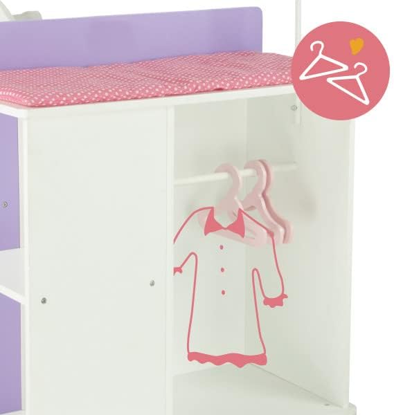 Olivia's Little World Little Princess Baby Doll Two-Sided Wooden Baby Doll Changing Station with Storage Shelves, Closet
