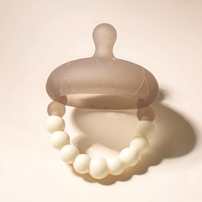 Silicone Acorn Teether with Beaded Ring, Multiple Shapes & Textures 3+ Months