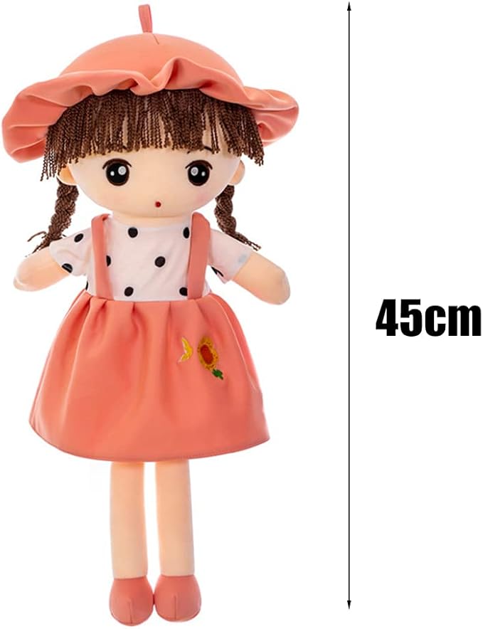 Plush Baby Doll Girl with Clothes, 17.7 Sweetheart Rag Doll Cozy Cuddle Soft Baby Doll for Kids Babies