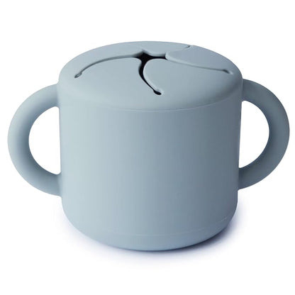 mushie Silicone Snack Cup | Spill Proof Food Container for Toddler and Baby (Powder Blue)