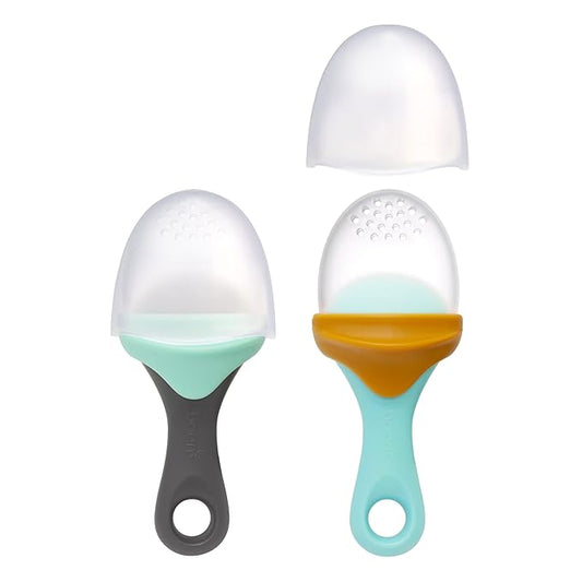 Boon Pulp Silicone Baby Fruit Feeder - Soft Silicone Baby Feeding Set 2 Count