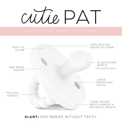Ryan & Rose Cutie PAT Pacifier Teether (Slant, White)