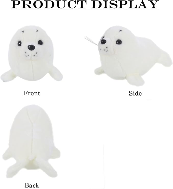 Seal Plush Stuffed Animal White Cute Toy Pillow Kawaii Doll 9 inch