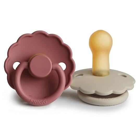 FRIGG Daisy Natural Rubber Baby Pacifier | Made in Denmark 6-18 Months) 2-Pack