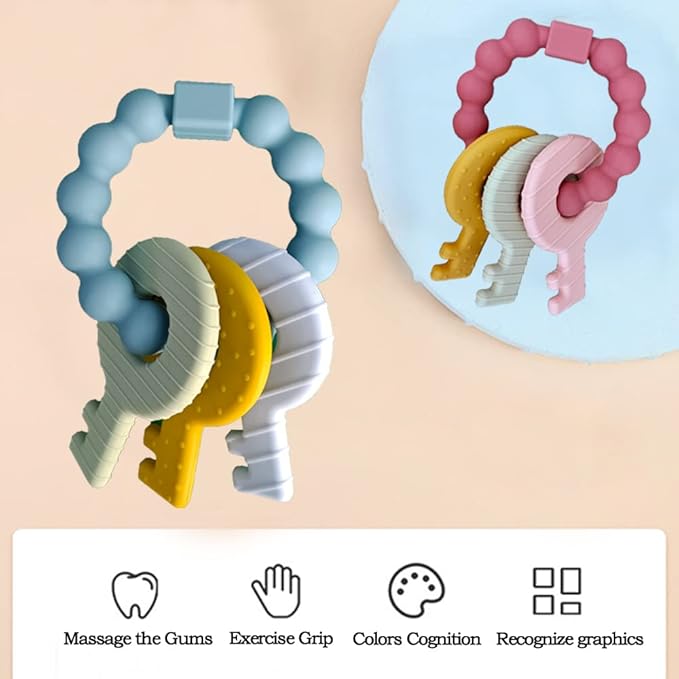 Baby Keys Teether Toys,Silicone Teething Toys for 3+ Months