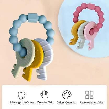 Baby Keys Teether Toys,Silicone Teething Toys for 3+ Months