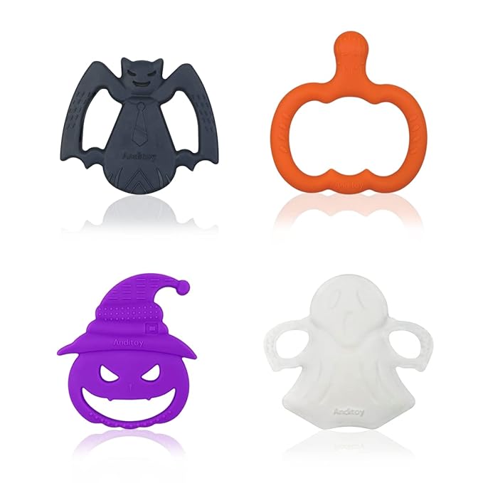 Anditoy 4 Pack Halloween Teething Toys Halloween Teether for 3-12