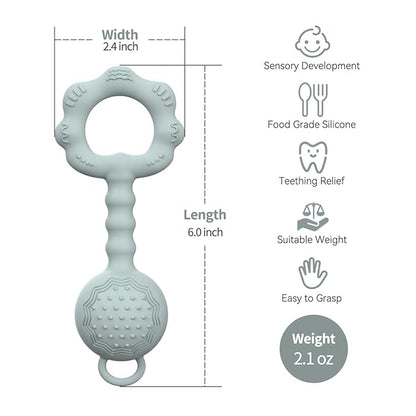 Teethers for Babies 0-6 Months, Rattles for Babies 6-12 Months 2-in-1 Rattle