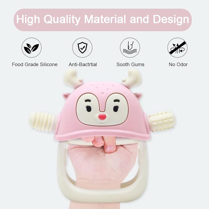 Smily Mia Teething Toys/Teethers for Babies 6-12 Months, Reindeer Baby Chew Toy 3-6 Months for Teething Relief