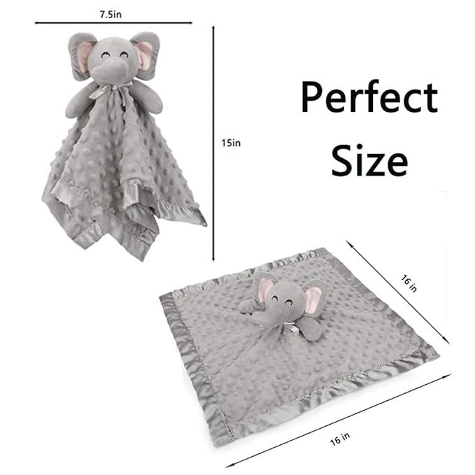Pro Goleem Elephant Security Blanket, Soft Lovey Unisex Lovie Baby 16 Inch