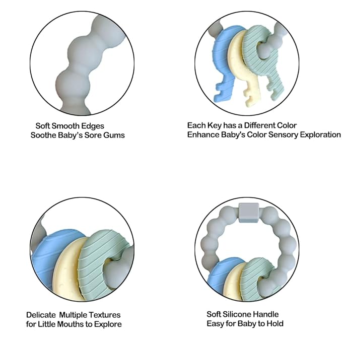 Baby Keys Teether Toys,Silicone Teething Toys for 3+ Months