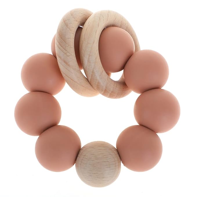 Silicone Baby Teether, Food Grade Silicone & Beech Baby Teething Toy