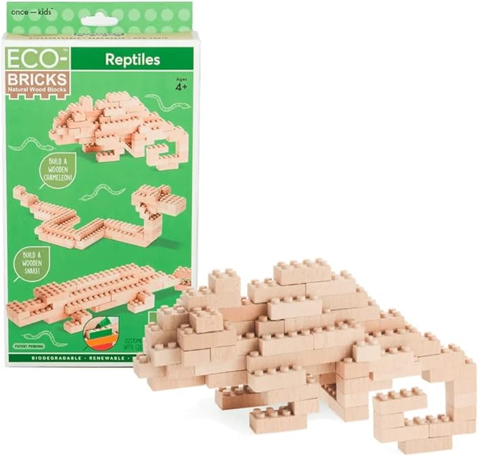 Eco-Bricks 3 in 1 Builds Reptiles - Earth-Friendly Kids Building Blocks 3 Different