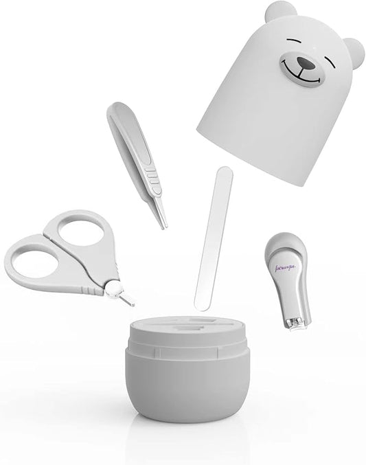 Baby Nail Clippers Set, Baby Nail Kit with Cute Case, Infant Manicure and Pedicure Health Grooming Care Can for Newborn, Kids and New Parents As Shower Gifts (Polar Bear)