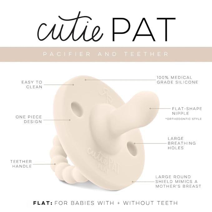 Ryan & Rose Cutie PAT Pacifier Teether (Flat, Ivory)