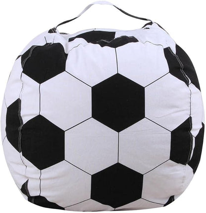 Storage Bean Bag Chair 18 Inch Beanbag Cover with Zipper for Kids Plush Toys Game Play (Football)
