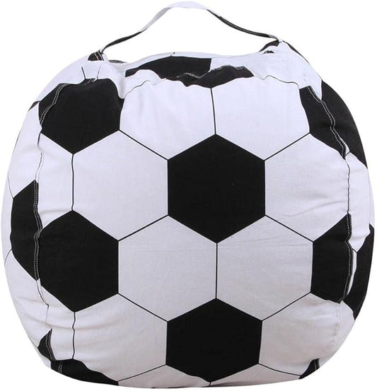 Storage Bean Bag Chair 18 Inch Beanbag Cover with Zipper for Kids Plush Toys Game Play (Football)