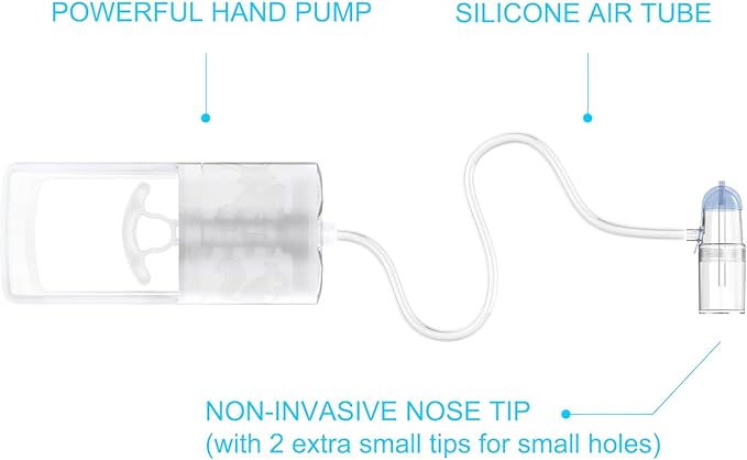 Baby Nasal Aspirator with Powerful Hand Pump & Non-invasive Nose Tip, Quiet & Comfortable Nose Suction for Baby (3 Fingers
