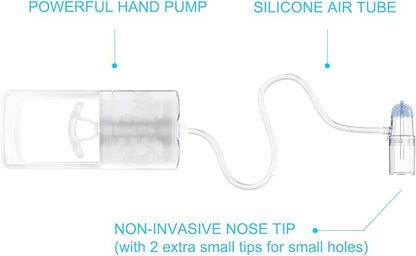 Baby Nasal Aspirator with Powerful Hand Pump & Non-invasive Nose Tip, Quiet & Comfortable Nose Suction for Baby (3 Fingers