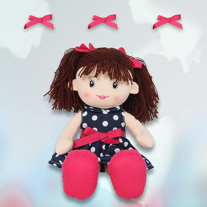 Linzy Toys, 16'' Betty Soft Plush Rag Doll with Polka Dots Dress (92640AZUL)
