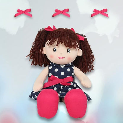Linzy Toys, 16'' Betty Soft Plush Rag Doll with Polka Dots Dress (92640AZUL)