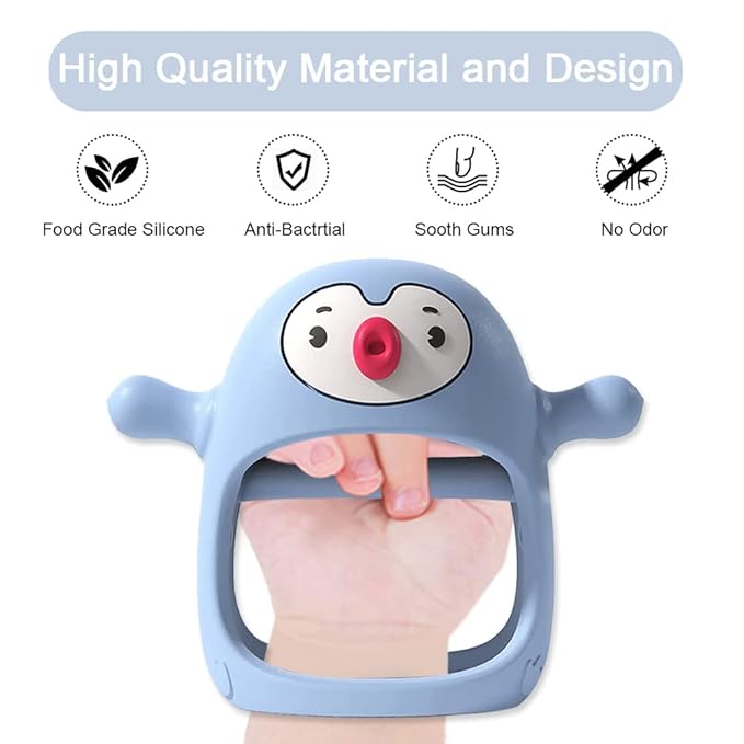Smily Mia Smily Mia Penguin Teethers, Silicone TeethingToys for Babies 0-6Months 3-6Months, Hand