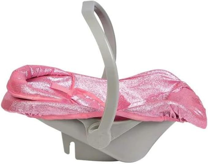Adora Glam Sparkly & Glittery Pink Car Seat Carrier, Baby Doll Car Seat That Fits up to 20" Dolls and Stuffed Animals 2+ -