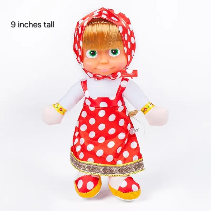 Masha Doll Soft Plush 9"" Toys Cuddly Dolls for Toddlers and Infants, Spring Stuffy Girls and Boys Birthday Gifts