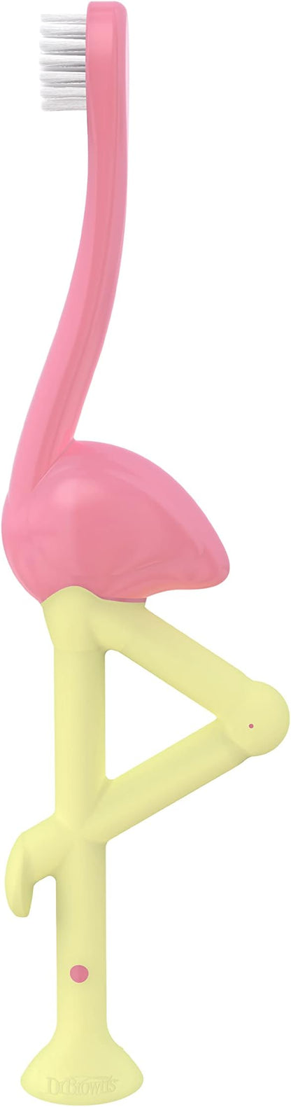 Dr. Brown's Baby and Toddler Toothbrush, Flamingo 1-Pack, 1-4 Years