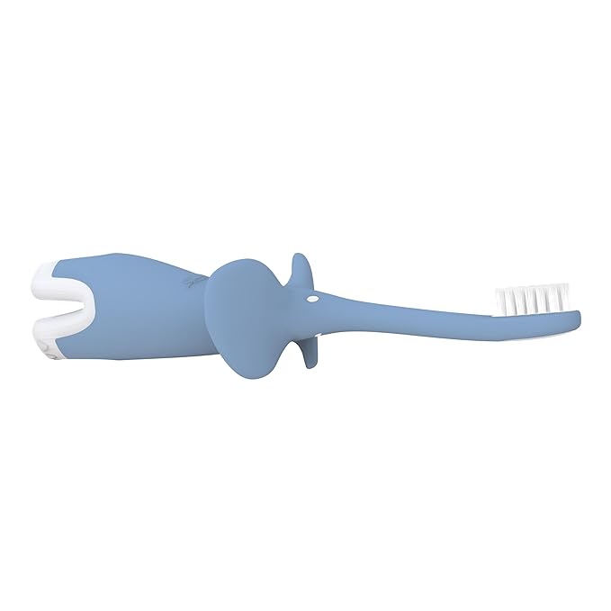 Dr. Brown's Infant-to-Toddler Training Toothbrush, Soft for Baby's First Teeth, Blue Elephant, 0-3 Years