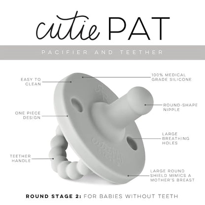 Ryan & Rose Cutie PAT Pacifier Teether (Stage 2, Grey)