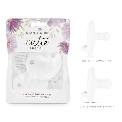 Ryan & Rose Cutie PAT Pacifier Teether (Preemie Kit, White)