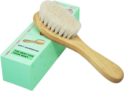 Baby Hair Brush, Wooden Goat Bristles Hair Brush for Newborns & Toddlers 1 Count