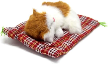 2Pcs Sleeping Cat on Pad Doll Toy, Cute Mini Kitten