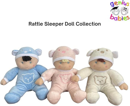Genius Baby Toys Baby Boy Doll - My First Boy Baby Doll in Blue with Rattle, No Hard Parts