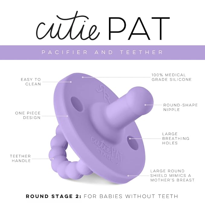Ryan & Rose Cutie PAT Pacifier Teether (Stage 2, Orchid)
