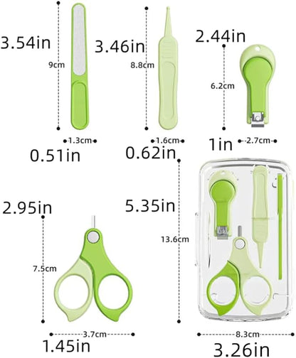 Baby Nail Clippers,4-in-1 Infant Nail Safety Care Set,Baby Pedicure Tool Include ；Baby Nail Clippers,Baby Nail Scissors, Nail File,Tweezers, Suitable for Newborn, Infant Toddler Big Kid/Green