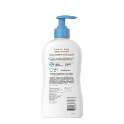 Cetaphil Baby Wash & Shampoo ,Tear Free, Paraben, Colorant and Mineral Oil Free, 13.5 Fl. Oz (Packaging May Vary)