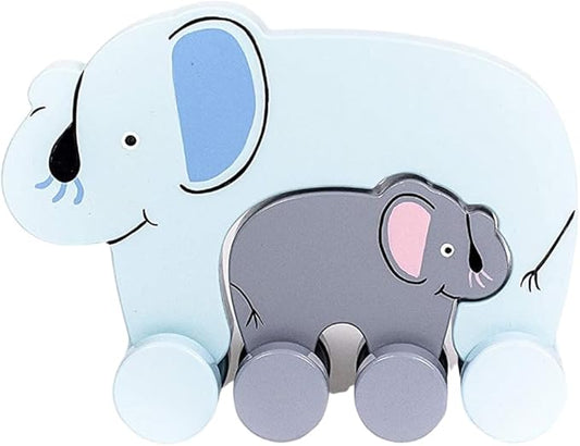 Jack Rabbit Creations Big & Little Elephant Push Toy 2 1 Wooden 18 Months+