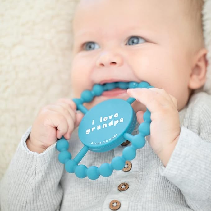 Bella Tunno Happy Teether – Soft & Easy Grip Baby Teether Toy, Silicone Teether Ring to Help Soothe Gums, Non-Toxic and BPA Free, I Love Grandpa