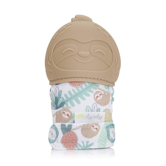 Itzy Ritzy Silicone Teething Mitt - Soothing Infant Teething Mitten with Adjustable Strap, Crinkle Sound & Textured Silicone to Soothe Sore & Swollen Gums 3 Months