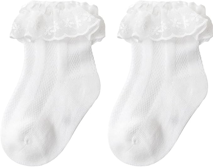 QandSweet Baby Girls' Eyelet Flower Socks Ankle Sock for Newborn