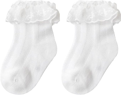 QandSweet Baby Girls' Eyelet Flower Socks Ankle Sock for Newborn
