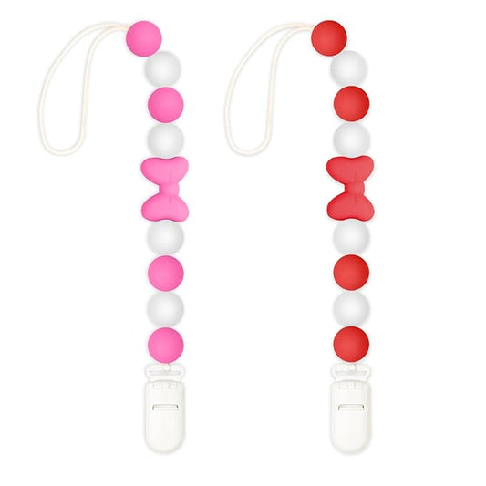 Silicone Pacifier Clip, 2 Pack Pacifier Holder for Boys and Girls