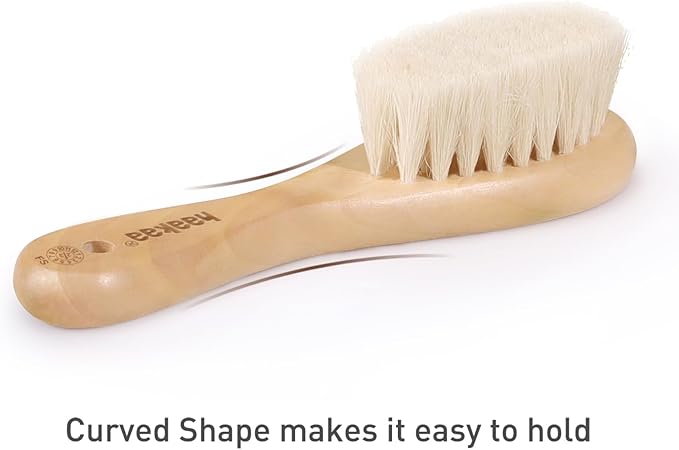 haakaa Baby Hair Brush and Comb Set for Newborns & Toddlers - Natural Soft Goat Bristles and Wooden Handle, Gently Grooms Baby's Hair, Ideal for Cradle Cap, Perfect Baby Gift, 2pk