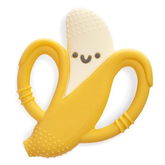 Itzy Ritzy Banana-Shaped Baby Teether with Handles; Silicone Teether 3 Months