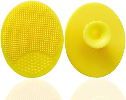Baby Hair Brush with Wooden Handle and Comb Set for Newborns & Toddlers | Natural Soft Goat Bristles l Wood comb l Yellow Silicone Brush (3PCS)