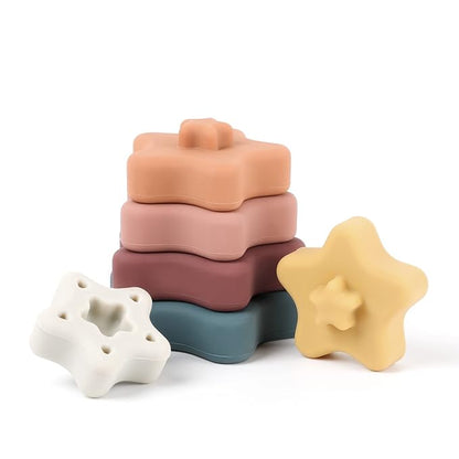 haakaa Silicone Star Stacking Toys, Baby Stacking Rings Baby Stacking Toys & Baby Teether 6Pacs.