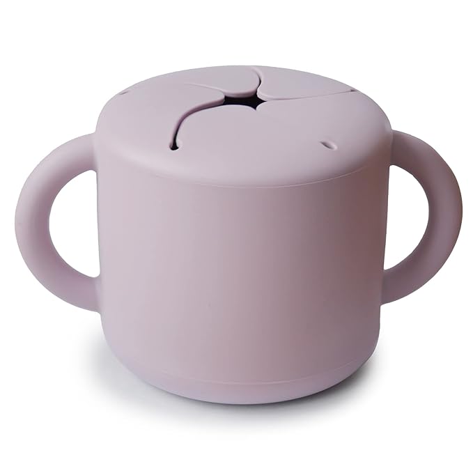 mushie Silicone Snack Cup | Spill Proof Food Container for Toddler and Baby (Soft Lilac)