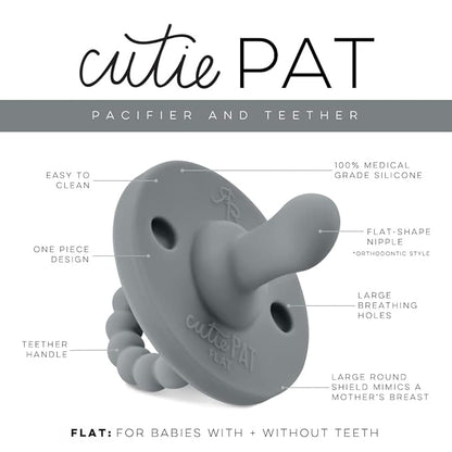 Ryan & Rose Cutie PAT Pacifier Teether (Flat, Charcoal)